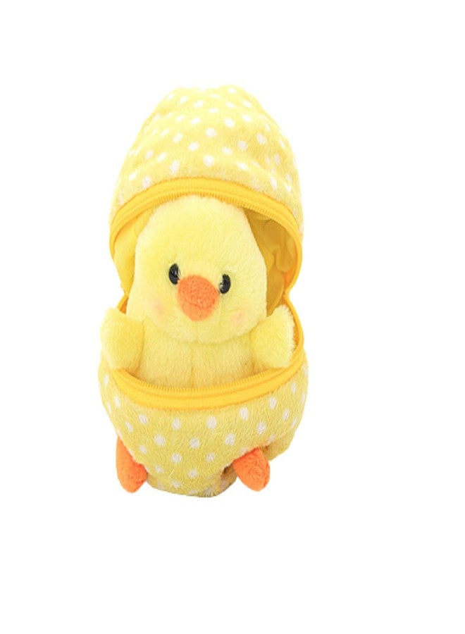 Plushland دمية محشوة من القطيفة من Plushland، 6 بوصات، مزودة بسحاب، مخبأ بيضة، ألوان باستيل صفراء لطيفة ونقاط بولكا، ألوان عيد الفصح، مستوحاة من الربيع، هدية للبنات والأولاد في عيد الميلاد وعيد الأم (كتكوت عيد الفصح). - Image 1